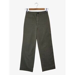 Steven Alan Womens Green Twill Pants Size 0 Straight Leg Cropped USA Minimalist